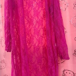 🎀Fuchsia Lace Sheer Robe🎀